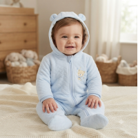 N14607: Baby Boys Quilted, Hooded Pram Suit/ All In One (0-9 Months)